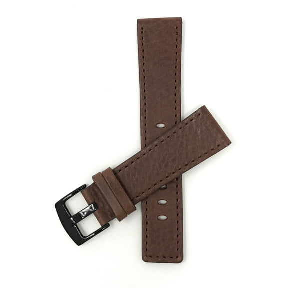 Bandini 22mm Mens Genuine Leather Watch Band Strap - Brown - Alligator Pattern - Square Edged - Black Buckle