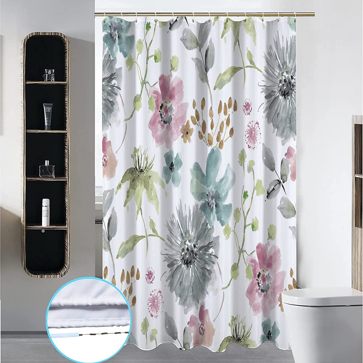Watercolor Floral Shower Curtain, Flower Shower Curtain For Bathroom,  Modern Minimalist Waterproof Shower Curtain Set With Hooks - Temu United  Kingdom