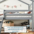thumbnail image 4 of Bellemave Low Loft with Slide, Twin Size House Bed Frame with Storage, Ladder, Roof, Guardrails, Kids LoftBed with Wooden Slats, No Box Spring Needed, Gray, 4 of 10