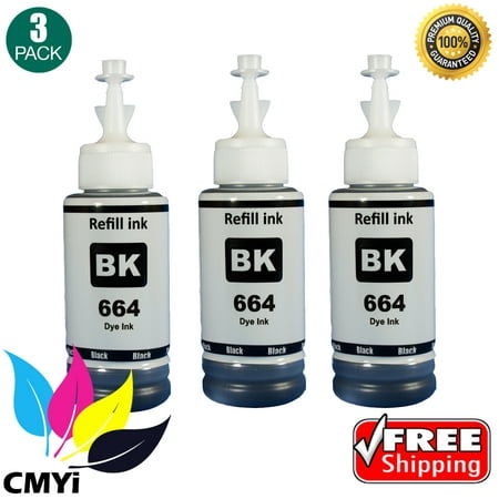 CMYi Compatible Epson 664 / T664120 EcoTank Black Ink Bottle 3-Pack