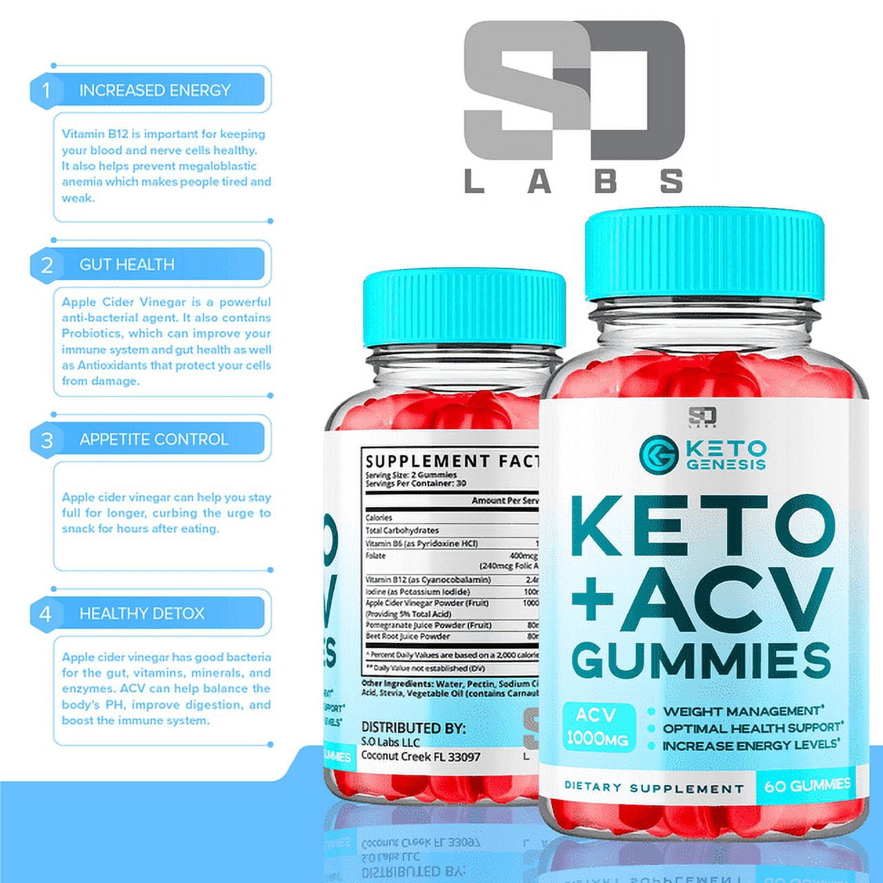 (3 Pack) Keto Genesis Keto ACV Gummies - Apple Cider Vinegar Supplement for Weight Loss - Energy & Focus Boosting Dietary Supplements for Weight Management & Metabolism - Fat Burn - 180 Gummies