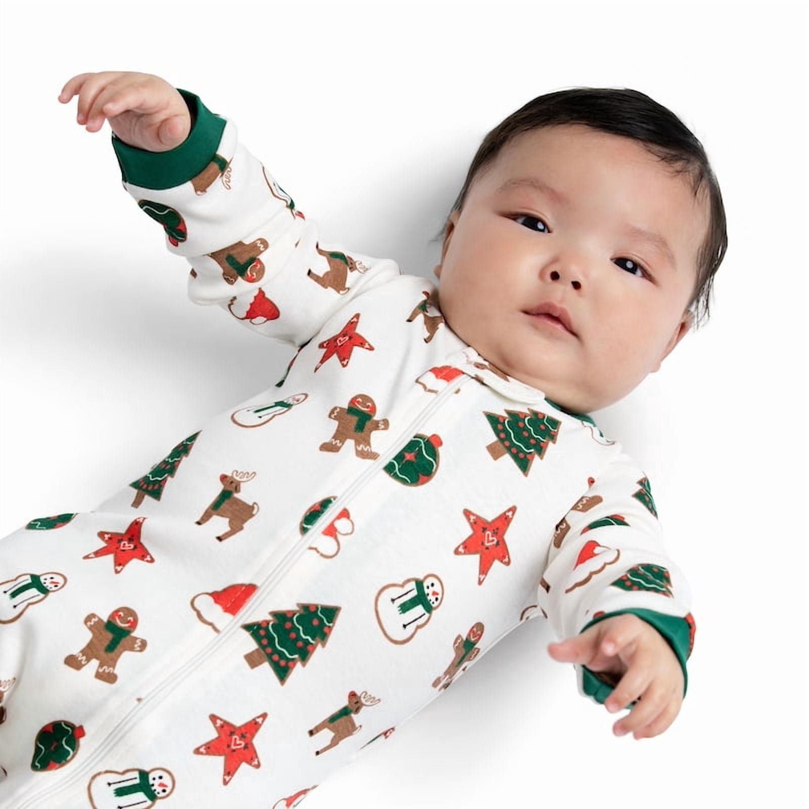 M+A by Monica + Andy Gender Neutral Baby Christmas Organic Cotton One Piece Pajamas and Bib Set, 2-Piece, Sizes 0M-24M