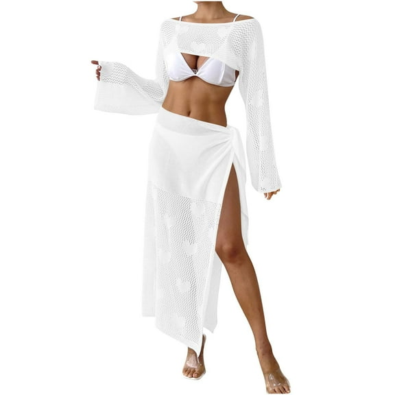 USSUMA Swim Suit Cover Up Casual Short Sleeve Stylish Tee tops Tunic Hollow Out Tee tops Womens Bikini for Casual Daily Wear Lounge Tailored Fit White