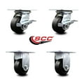thumbnail image 2 of 4 Inch Rubber on Steel Caster Set with Ball Bearing 2 Brakes and 2 Rigid SCC, 2 of 2