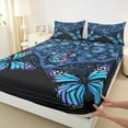 thumbnail image 4 of Feelyou Dreamy Blue Butterfly Twin Sheet Sets, Western Bohemian Paisley Twin Fitted Sheet, Vintage Damask Flower Flat Sheet, Breathable Home Decor, 3-Piece, 4 of 8