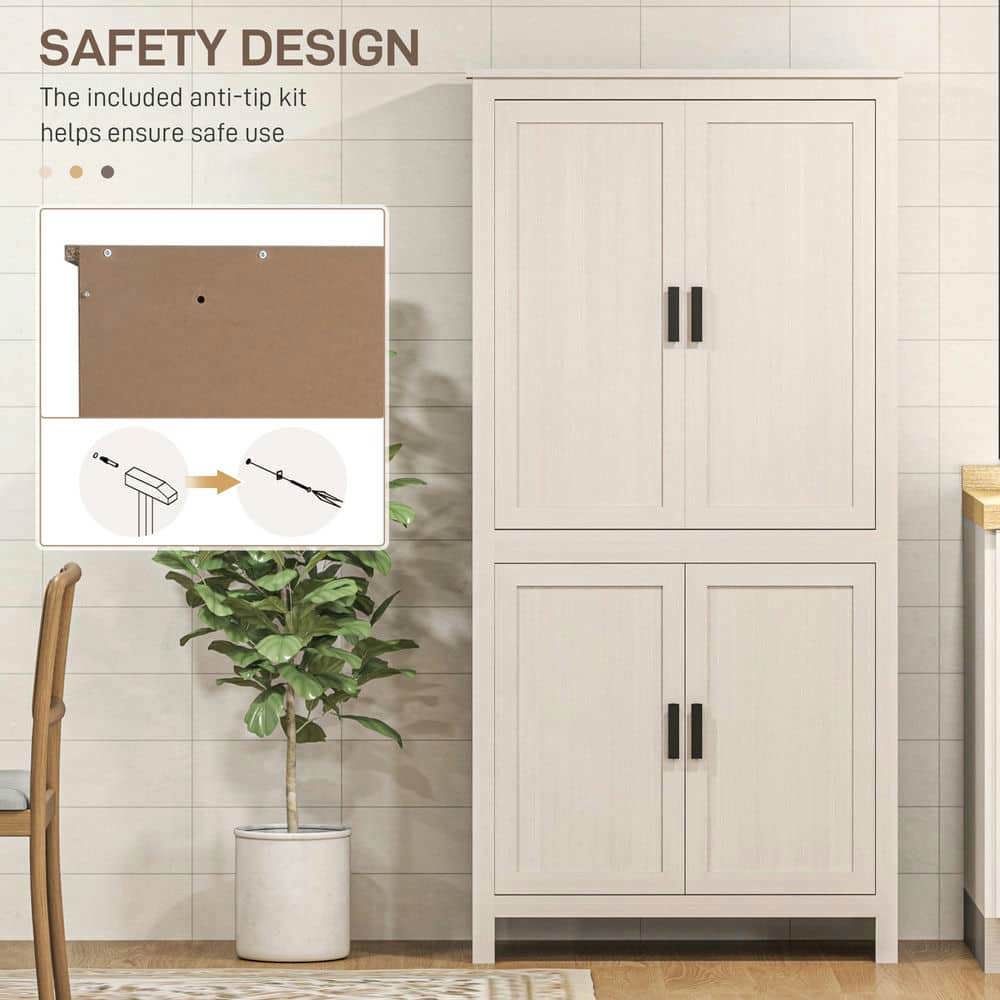 Spaco 64" 4-Door Kitchen Pantry with 3 Adjustable Shelves, Freestanding Storage Cabinet, Storage Cabinet for Indoor as Kitchen, Bar, Dining Room, White