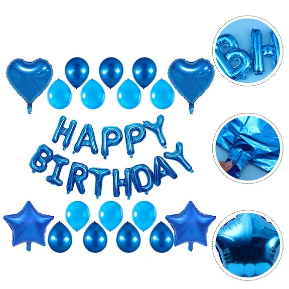 Raindrops Balloon Set 31Pcs Blue Heart Shaped Latex and Aluminum Film for Children and Families Birthday Party