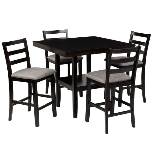 Wooden Kitchen Square Table, Black Square Dining Table Set For 4