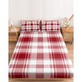 thumbnail image 2 of Twin XL Size Fitted Sheet Set - Red Checkered 2 Piece Bedding Sets 16" Deep Pocket Fitted Sheet with 1 Pillowcases, Red White Plaid Farmhouse Brushed Microfiber Hotel Luxury Bed Sheets, 2 of 9