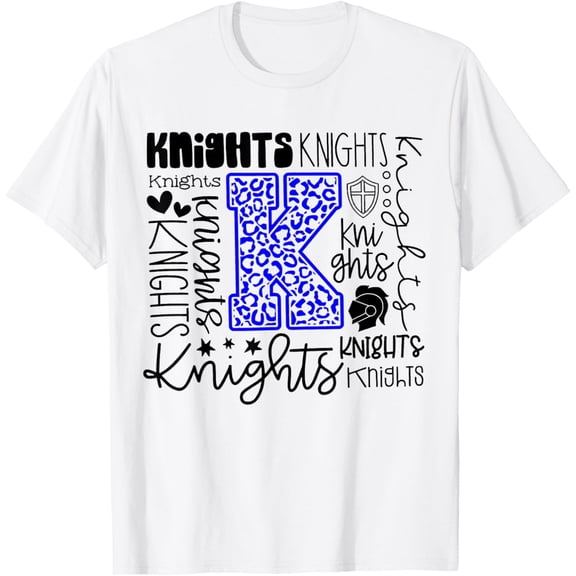 Knights School Name Team Mascot Spirit Game Day T-Shirt men and women can wear, black, white, gifts