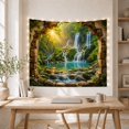 thumbnail image 5 of Sunlit Waterfall Beyond a Vine-Covered Ruin Arch, Serene Fantasy for Nature Lovers, Hidden Forest Decor, Housewarming Gift, Tapestry Wall Hanging for Living Room and Bedroom, 5 of 7