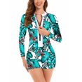 thumbnail image 4 of Women's UPF 50+ Surfing Wear One Piece Training Bathing Rash Guard Long Sleeve Summer Beach Boyleg Swimsuits Sun Protection Zipper Full Body Swimwear, 4 of 6