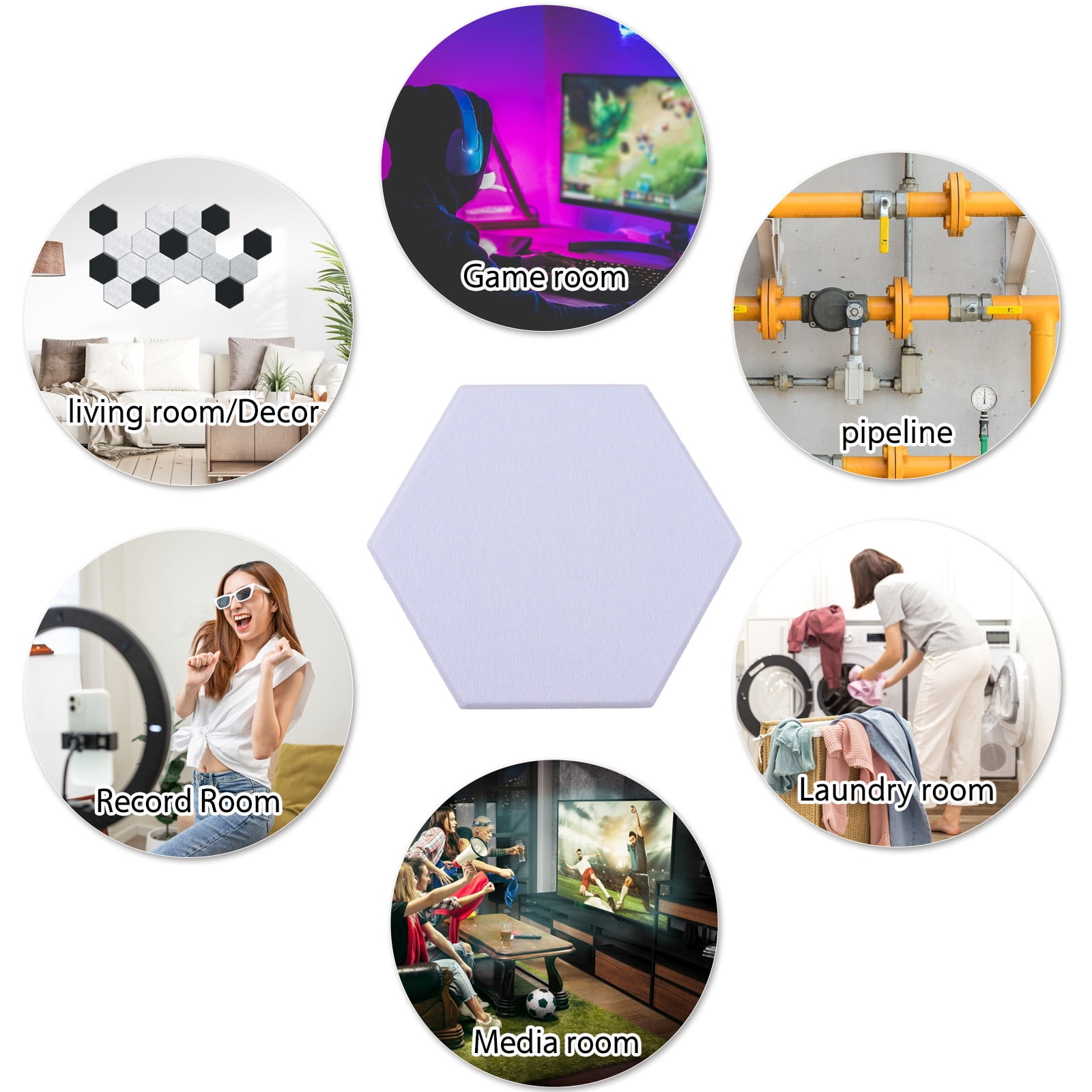 soundproof panels Soundproof 12 Pack Acoustic Panels Hexagon Sound Proof Padding for Recording Studio Office Home 11.8 x 10.2 x 0.4 Inch Wall Sound Absorbing Panel Absorb Noise and Eliminate Echoes