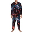 thumbnail image 3 of Fotbe Cosmic Red Sparkle Dice Pijama de Hombre con Estampado de Manga Larga, Conjunto de 2 Piezas, Ropa de Dormir Suave y Cómoda con Bolsillos-X-Large, 3 of 7