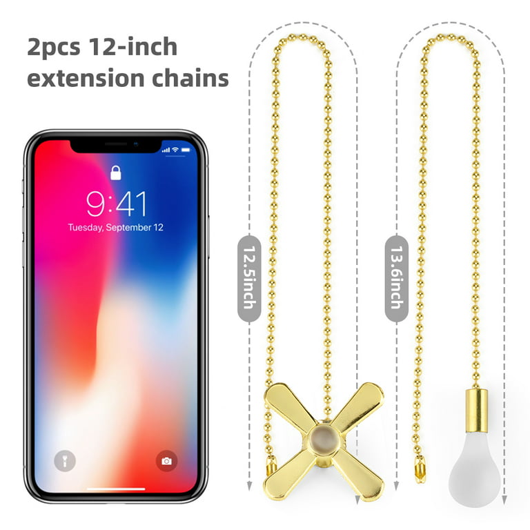 Ceiling Fan Pull Chain Ornaments Extension Chains with Decorative Light  Bulb and Fan Cord 13.6 Inches Fan Pull Chain Set For Ceiling Light Lamp Fan