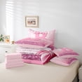 thumbnail image 6 of jejeloiu Initial Letter B Bedding Comforter Set 7pcs,Kawaii Bowknot Queen Bedding Sets,Pink Sequin Print Queen Sheet Sets For Girls,Breathable Bedroom Decoration Reversible, 6 of 8