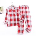 thumbnail image 4 of Conjuntos de pijamas de franela de algodón para mujer, pantalones largos, ropa de dormir, diseño a cuadros, holgado, otoño e invierno, trajes de pantalón de manga larga, 4 of 4