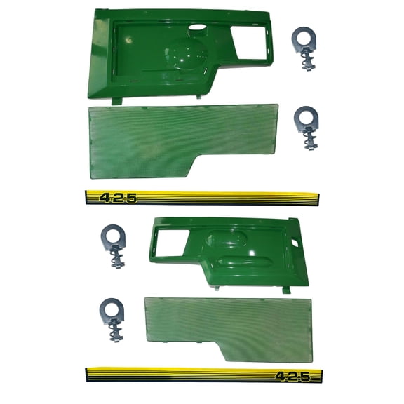 LH RH Side Panel, Screen Sticker SET, and Panel Retaining Clip Kit AM128982 AM128983 Fits John Deere 425 LOW SN