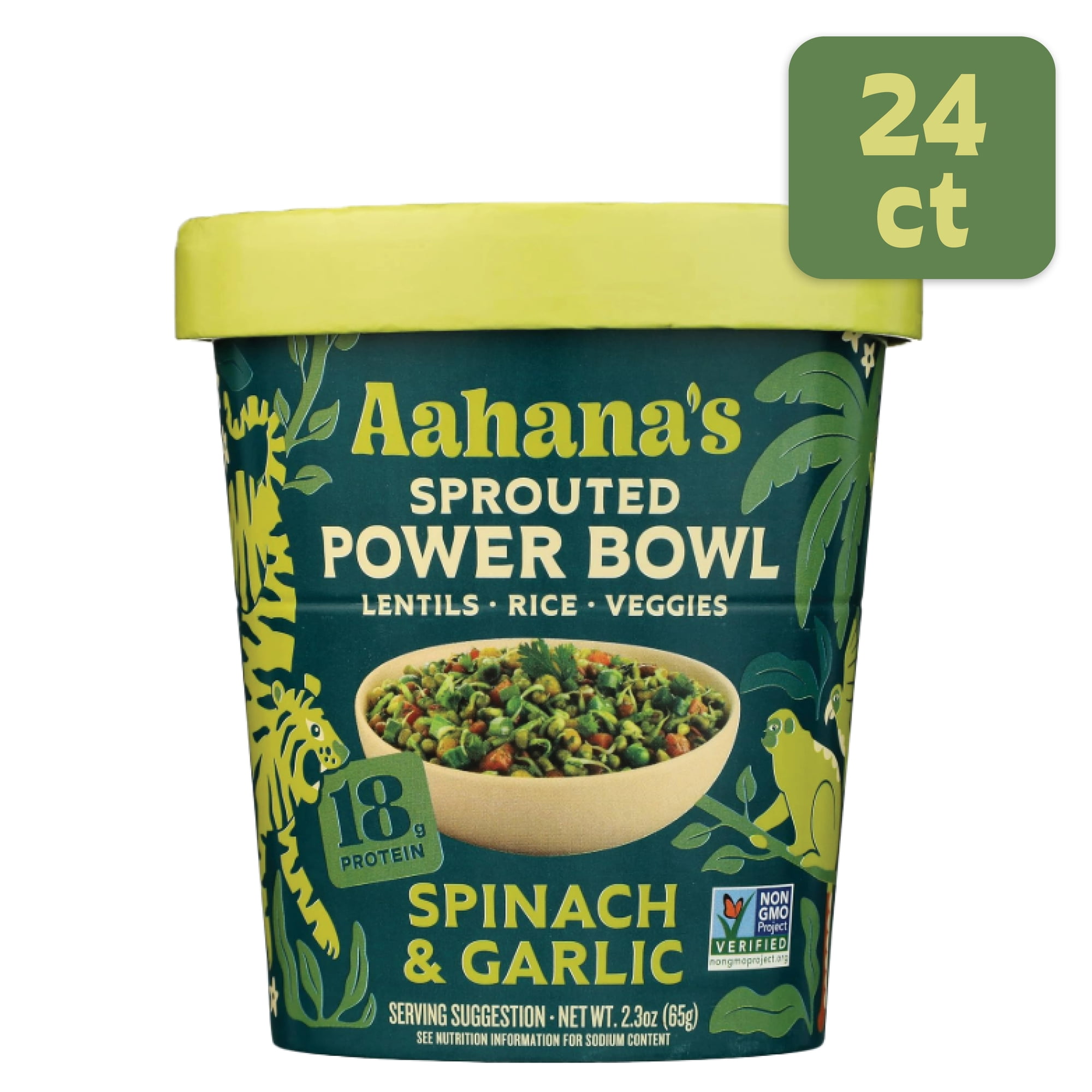 Aahana’s Ready-to-Eat Indian Lentil Meal Bowls Combo – Sprouted Power Bowls | Gluten-Free, High Protein, High Fiber, Oil & Sugar Free, Vegan | 24-Count (Spinach & Garlic)