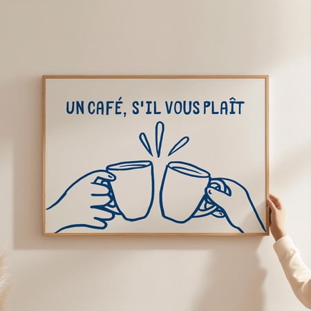 Un Café S'Il Vous Plaît, Retro Coffee Bar Print, Coffee Wall Art, Coffee Shop Wall Decor, Funky Coffee Wall Art, Modern Wall Decor, 8x12 UNFRAMED