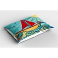 thumbnail image 2 of Ambesonne Art Pillow Sham 2 Pack, Ship in Waves in Sea, 30"x20", Earth Yellow Teal Red, 2 of 3