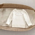 thumbnail image 2 of Pull Décontracté Tricoté Uni pour Filles Manches Longues Col Rond Blanc, 2 of 4