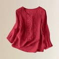 thumbnail image 2 of ZJXFGS Womens Blouses formal Tops Cute Blouses Basic Tops for Woman Plus Size Blouses 3/4 Length Sleeve Womens Tops Cute Blouses for Women Red XL, 2 of 7