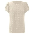 thumbnail image 5 of vigerkar Women's Summer Swiss Dot Chiffon Blouses V Neck Short Sleeve Tops Casual Loose T-Shirts Beige, M, 5 of 6
