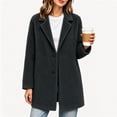 thumbnail image 2 of Kukoosong Women's Lapel Collar Sherpa Trench Coat, Mid Length Single Button Fuzzy Fleece Jacket with Pockets, Fall Winter Casual Outerwear Coat Daily Outfits, 2 of 5