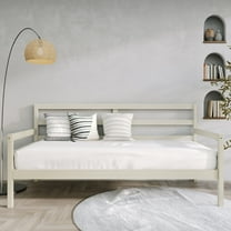Home Design Towson Twin Daybed with Solid Wood Frame, Slatted Sides and Back, Stylish Seating and Sleeping Solution, Durable, Antique White