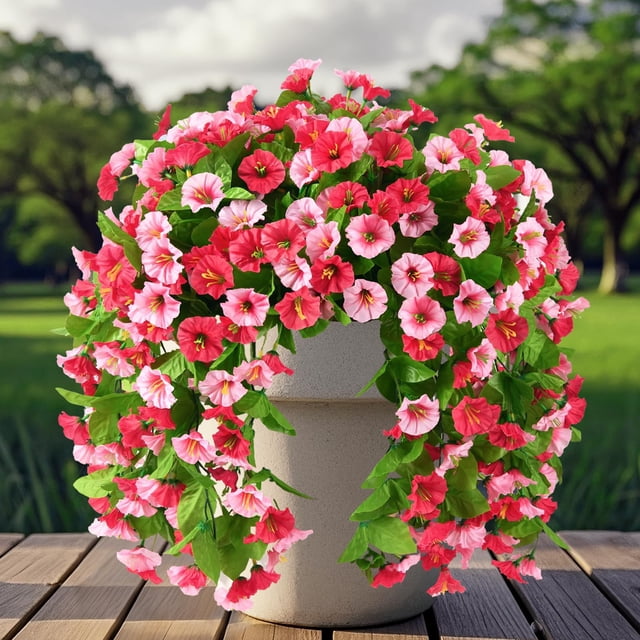 Flores artificiales INQCMY para decoración primaveral al aire libre Morning Glory