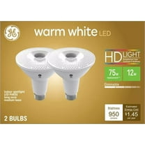 (2 bulbs) GE 48445 LED PAR30 long neck, Indoor Spotlight, warm white HD, 75 watt equivalent, Dimmable, 950 lumens, uses only 12 watts, LED Spotlight Light Bulb