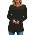 thumbnail image 4 of UVN Blouses for Women Fall Long Sleeve Crewneck Dressy Shirts Casual Waffle Knit Hollow Out Tunic Tops, 4 of 7