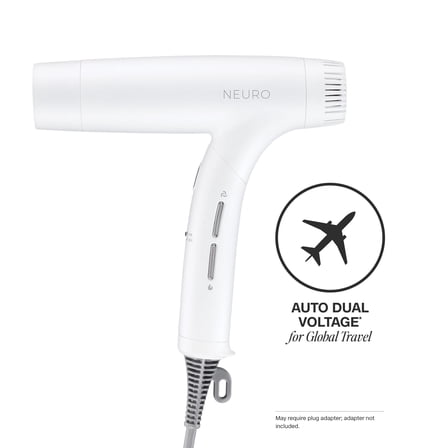Neuro by Paul Mitchell Dry  Global Edition Auto Dual Voltage Hair Dryer with Storage Bag For Worldwide Travel, Pearlescent White