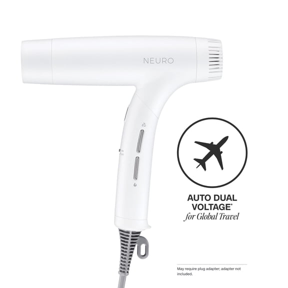 Neuro by Paul Mitchell Dry  Global Edition Auto Dual Voltage Hair Dryer with Storage Bag For Worldwide Travel, Pearlescent White