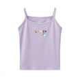 thumbnail image 2 of Girls Spaghetti Strap Camisole Toddler Kids Cute Print Tank Top Casual Sleeveless Undershirt for Summer Purple Size 10-11 Years, 2 of 3