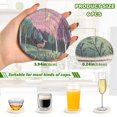 thumbnail image 2 of Yayeee 6 PCS Drink Coasters with Holder Set Woven Absorbent Round Tabletop Hot Pad, Green Night Deer, 2 of 7