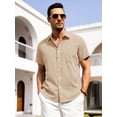 thumbnail image 6 of Youclos Men's Button Down Shirt Linen Short Sleeve with Pocket, 6 of 7