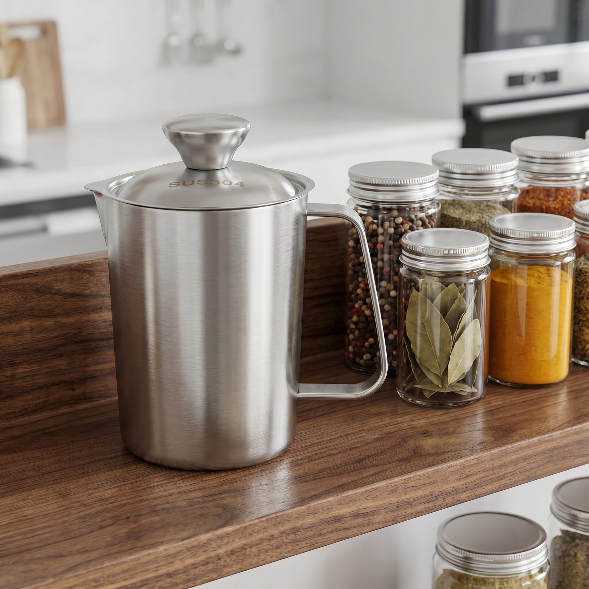 Unique Bargains Stainless Steel Measuring Cup Silver with Cover 500ml