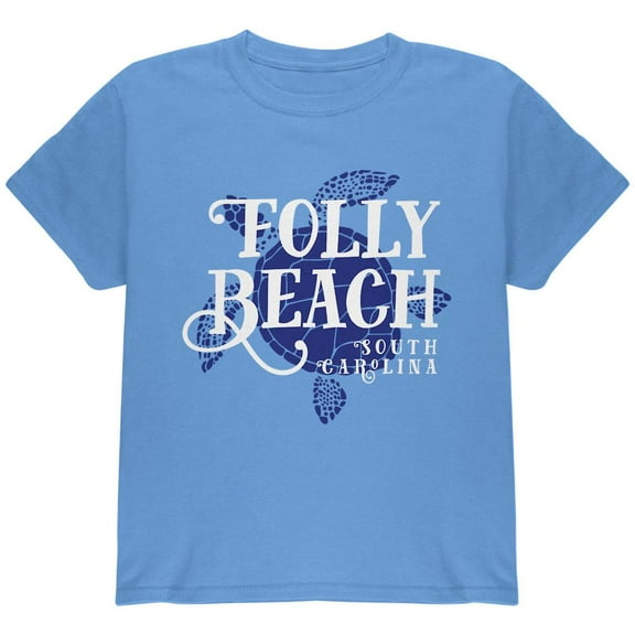 Summer Sun Sea Turtle Folly Beach Youth T Shirt Carolina Blue YSM