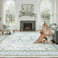 thumbnail image 4 of Floral 8x10 Area Rug, Machine Washable, Soft Vintage Floral Rug Non Slip Stain Resistant for Living Room, Bedroom, Dining Room -Green, 4 of 12