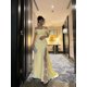 thumbnail image 1 of Generic Popular Elegant Three-Dimensional Flower Dress off-Shoulder Pleated Embroidered Mesh Dress with Oversleeves, 1 of 1