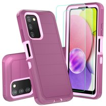 NIFFPD Samsung Galaxy A03S Case with Screen Protector Tough Rugged Shockproof Protective Phone Case for Galaxy A03S Wine&Pink