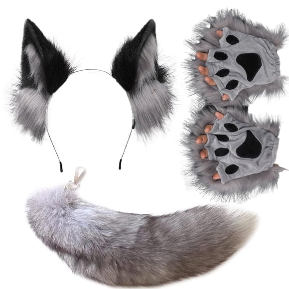 Disfraz Valpeak con orejas y cola de lobo y zorro para niños