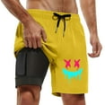 thumbnail image 1 of Men's Cargo Shorts Swim Trunks Compresssion Liner Inseam Board Shorts Bathing Suit With Pockets Running Shorts Yellow S, 1 of 4