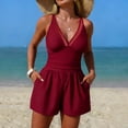 thumbnail image 2 of XIYON One Piece Swimsuit Women Elegant Solid Colored Swimwear For With Pocket Detail Conservative Athletic Style Beach Vacation 2026, 2 of 8