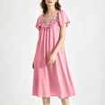 thumbnail image 2 of AGWOLF Nightgowns for Women Long Short Sleeve Night Gown V Neck Folwy Victorian Sleep Dress Soft Night Dresses Ladies Sleepwear Pink Free Size, 2 of 9