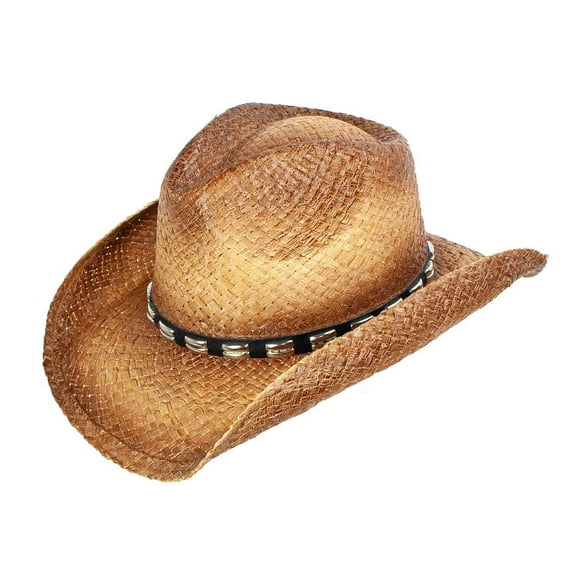 Peter Grimm Ltd Men's Bret Studded Raffia Straw Cowboy Hat Brown One Size