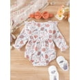 thumbnail image 3 of Biezeib Baby Girl Easter Outfit, Long Sleeve Crew Neck Bunny Print Romper with Hairband Fall Clothes, 3 of 9