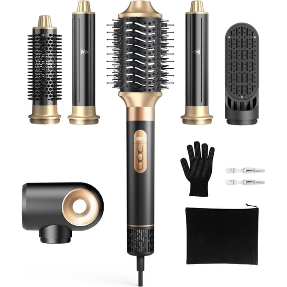 6 in 1 Hot Air Brush & Hair Dryer- Hair Dryer Brush with Auto Wrap Curlers, Hot Air Styler Wrap Drying & Frizz-Free Styling, No Heat , Volumizing with Travel Bag.